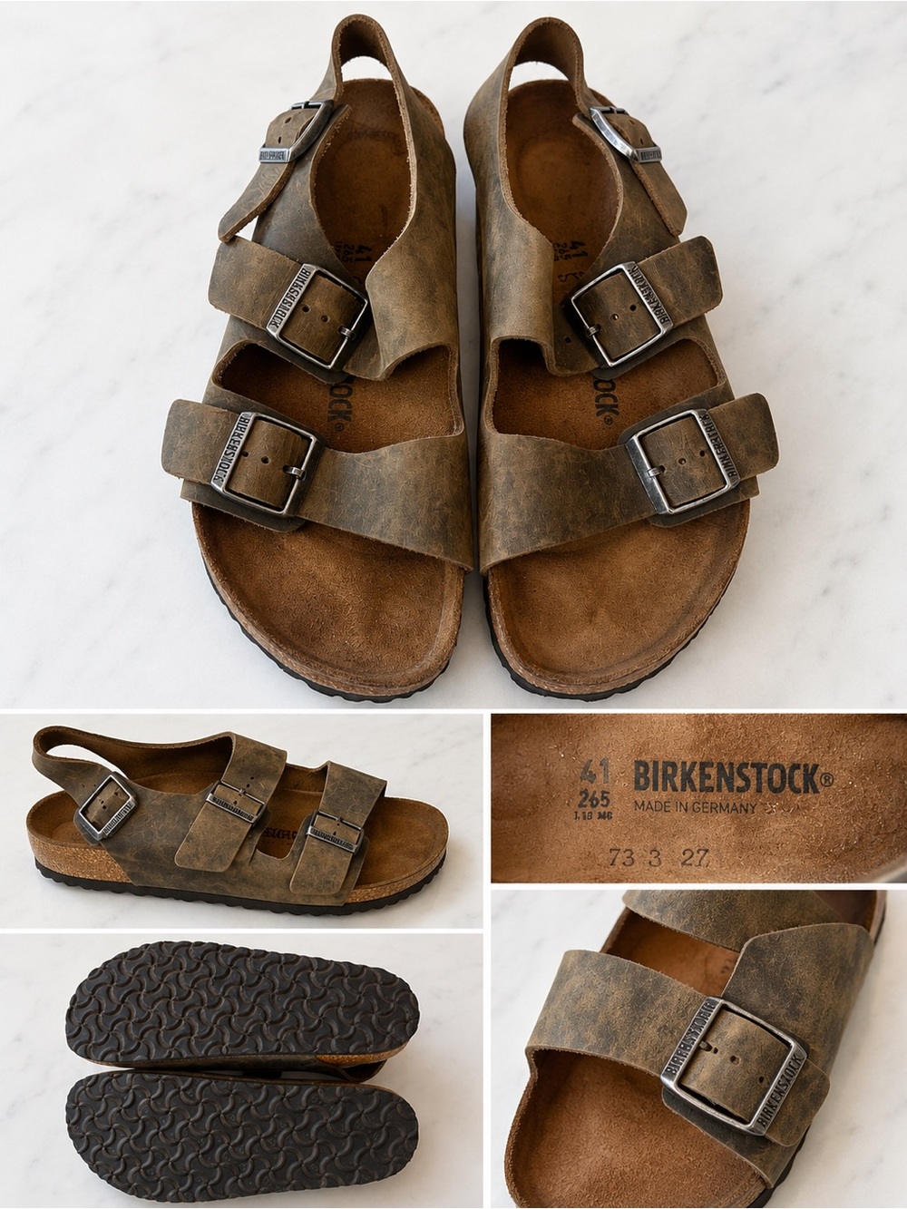 Birkenstock Milano Brown Adjustable Three-Strap Sandals size 41